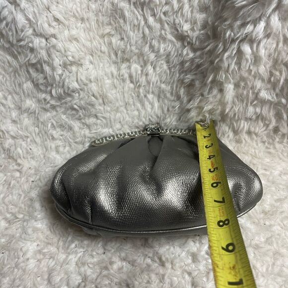 Stephanie Snakeskin  prints Rhinestone Vintage Metallic gray evening Bag. - Picture 6 of 13